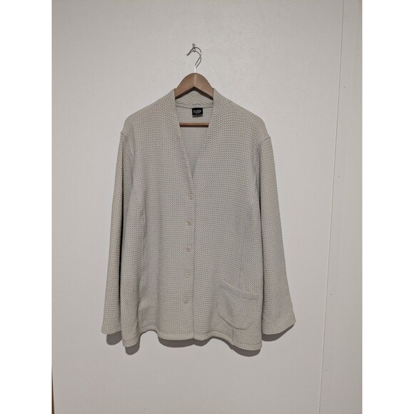 Eileen Fisher Beige Tan Button Front Cardigan Waffle Weave Pattern B49 1X/2X - Picture 2 of 5